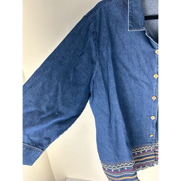 Mountain Lake Women’s Embroidered Denim Shirt Jacket Pattern Sz 2X Cottage Artsy - Picture 5 of 14